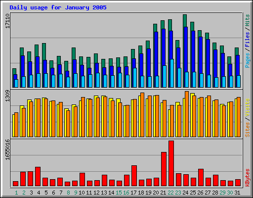 Daily usage for January 2005