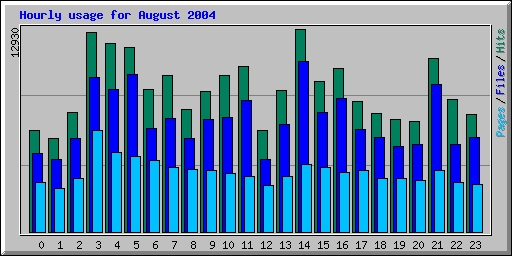 Hourly usage for August 2004